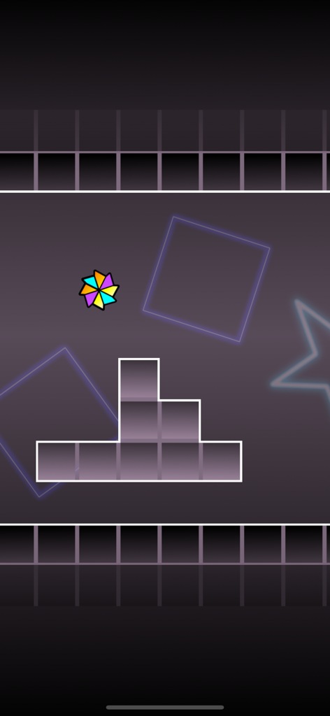 Block Dash Watch - Un personaggio a forma di stella colorato salta sopra ostacoli a blocchi grigi in un mondo neon minimalista