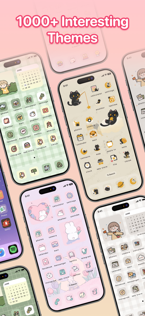 Vetrina di diversi temi carini ed estetici per la schermata Home dell'iPhone, inclusi icone e widget personalizzati