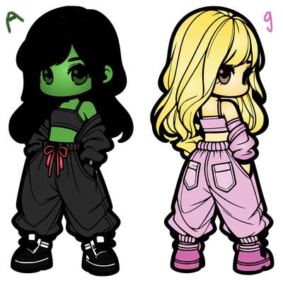 girl in crop top and baggy pants