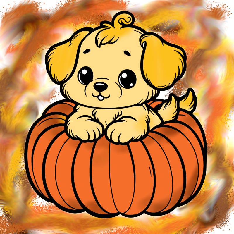 cute little puppy in a pumpkin
