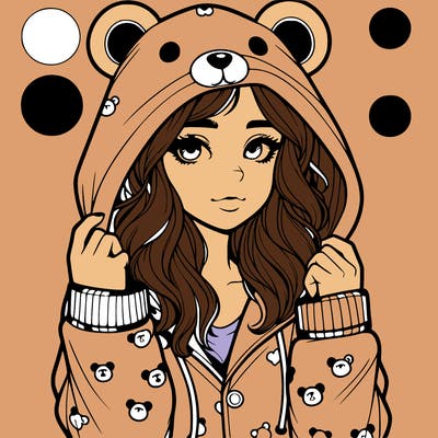 realistic girl in a animal pjs hoodie