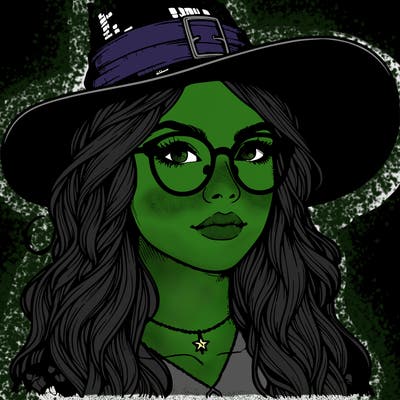 a witch with glasses realistic