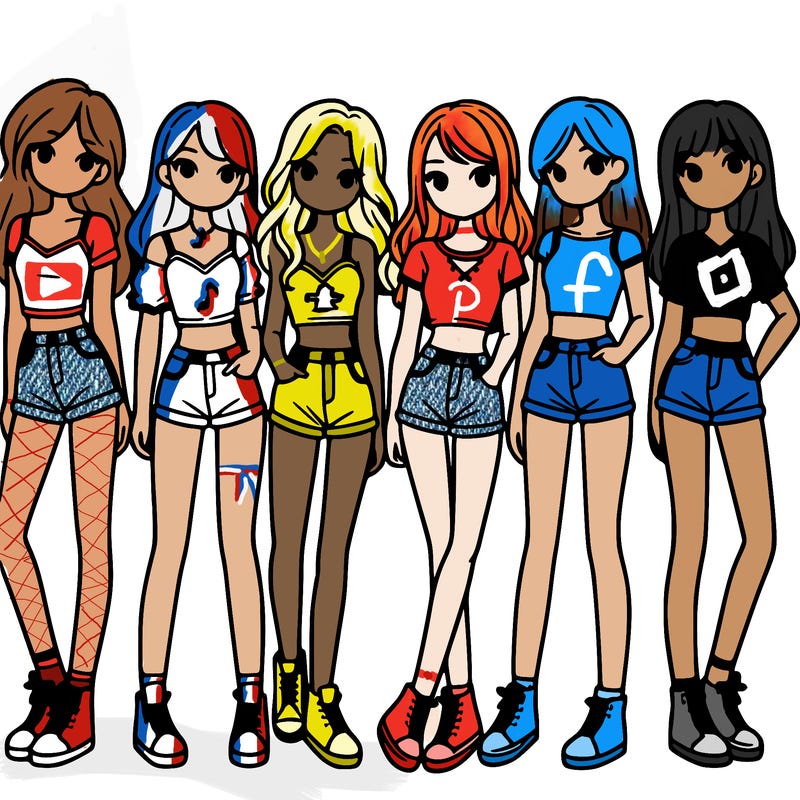a group of girls wearing crop tops and shorts