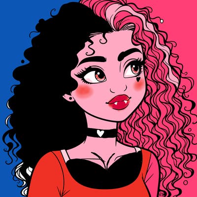 realistic girl with curly hair