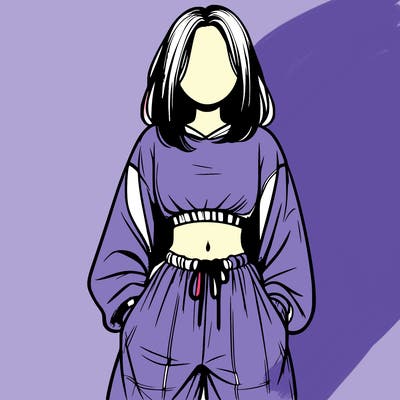 realistic girl faceless with baggy pants and a crop top