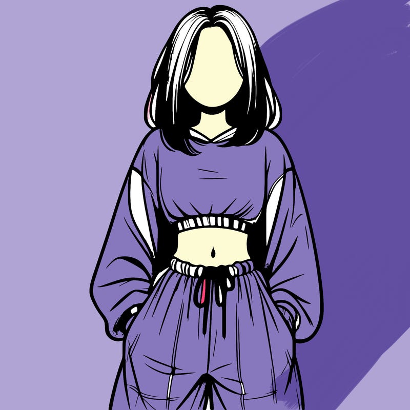 realistic girl faceless with baggy pants and a crop top