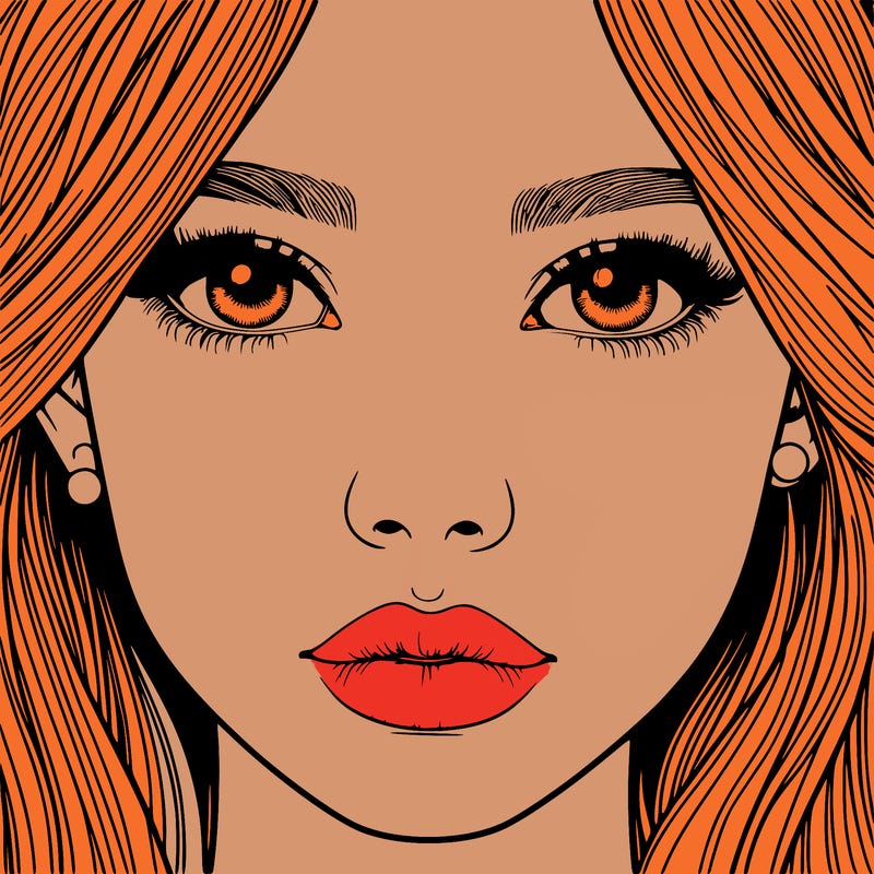 realistic girl with nose and lips