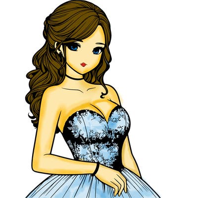 realistic girl in prom dress