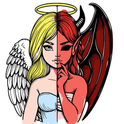 realistic angel half demon