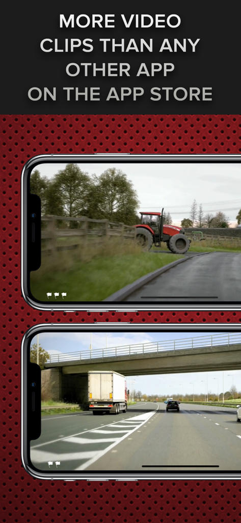 Hazard perception test practice videos showing real road scenarios like country lanes and motorways