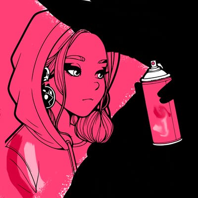 a realistic girl, spray painting