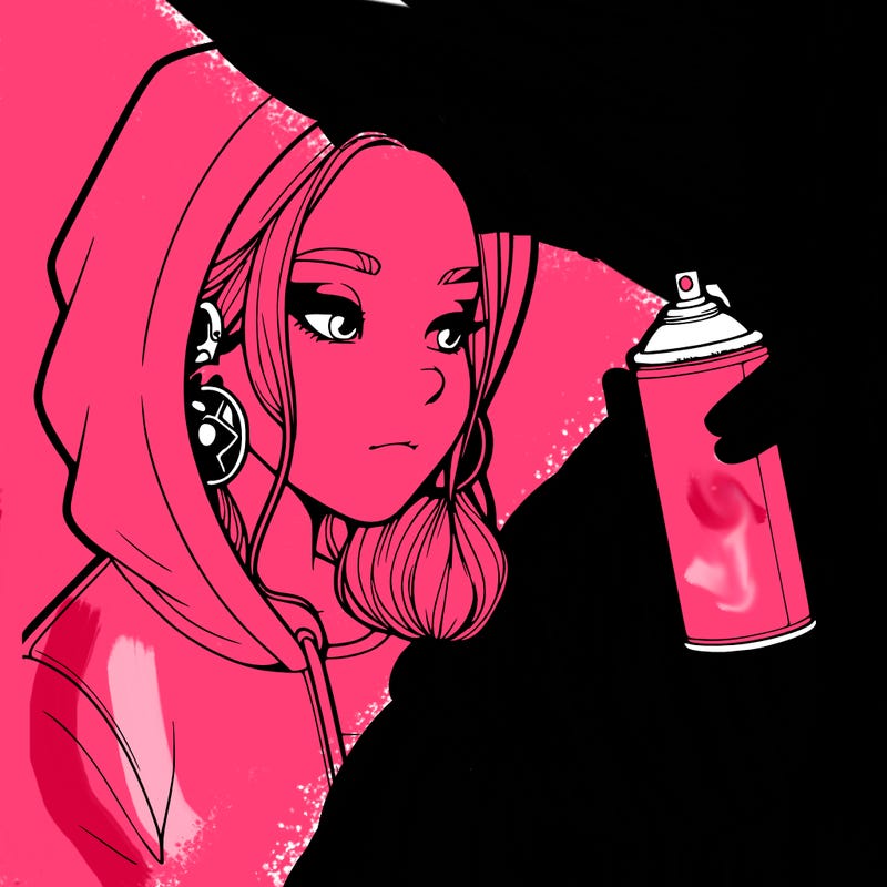 a realistic girl, spray painting