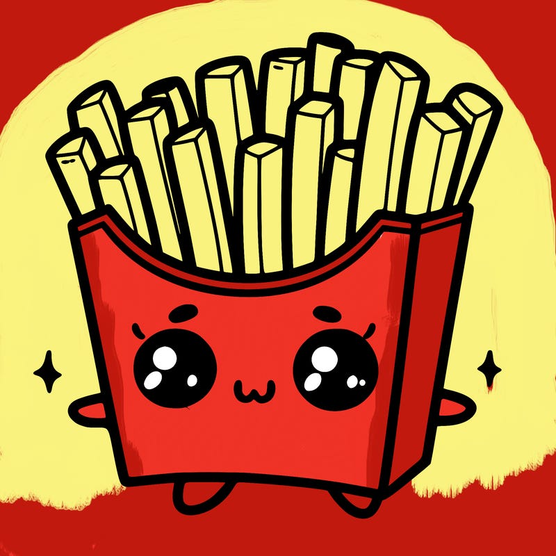 a cute. french fries