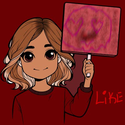 realistic girl holding up a sign