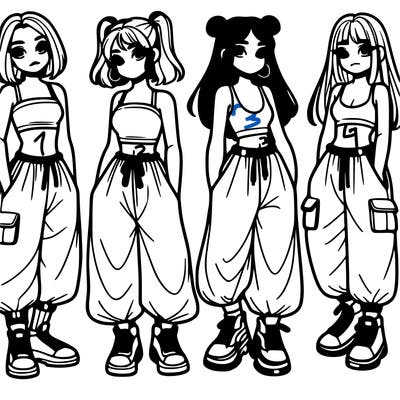 girls with crop top with baggy pants