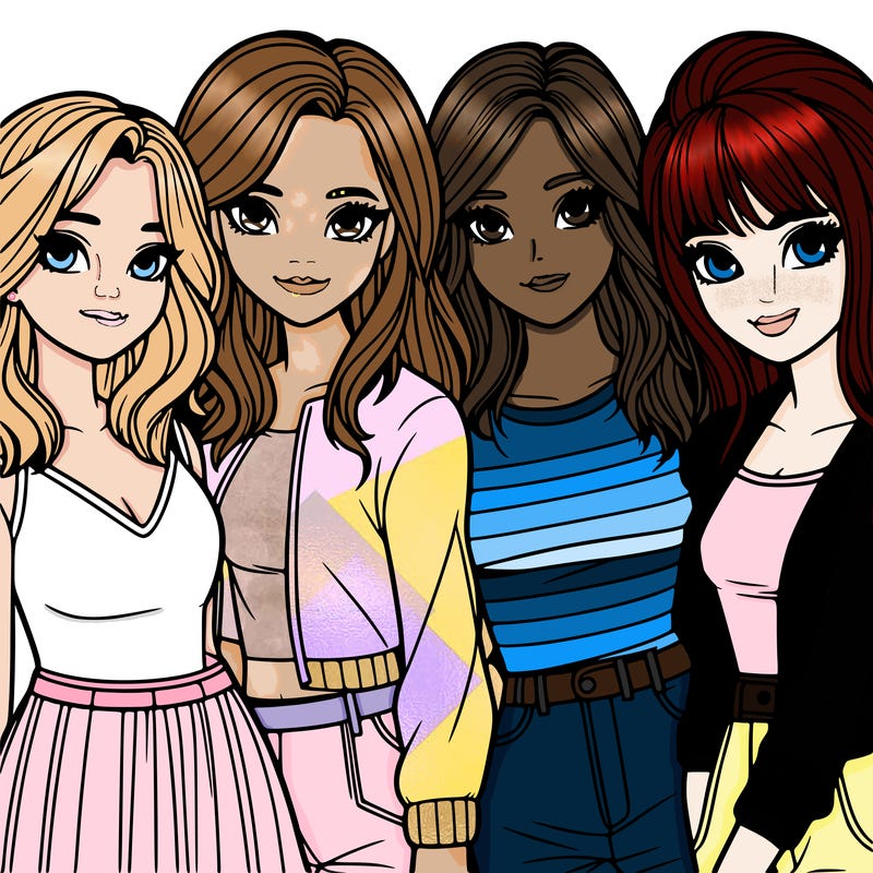 a group of girls realistic