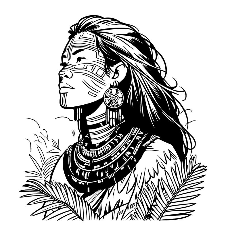 a realistic tribal woman in a skyclad ceremony