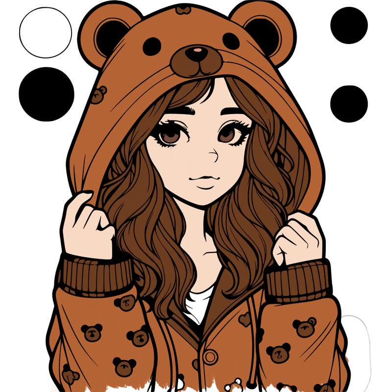 realistic girl in a animal pjs hoodie