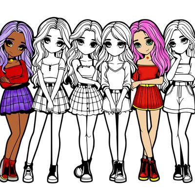 a group of girls realistic