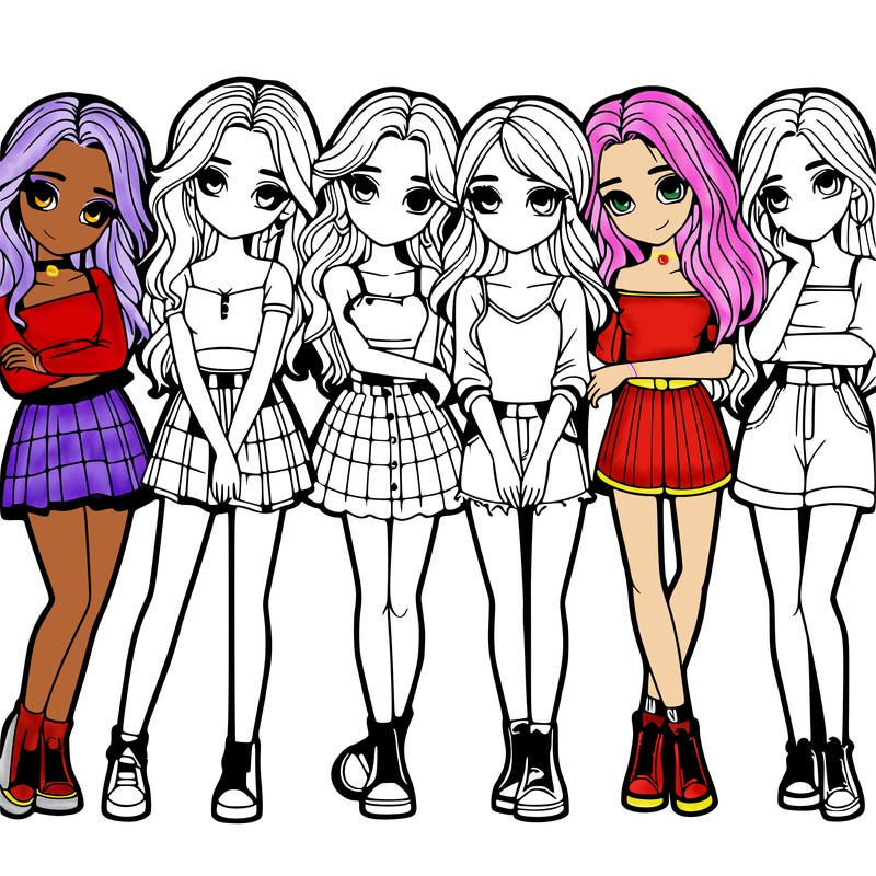 a group of girls realistic