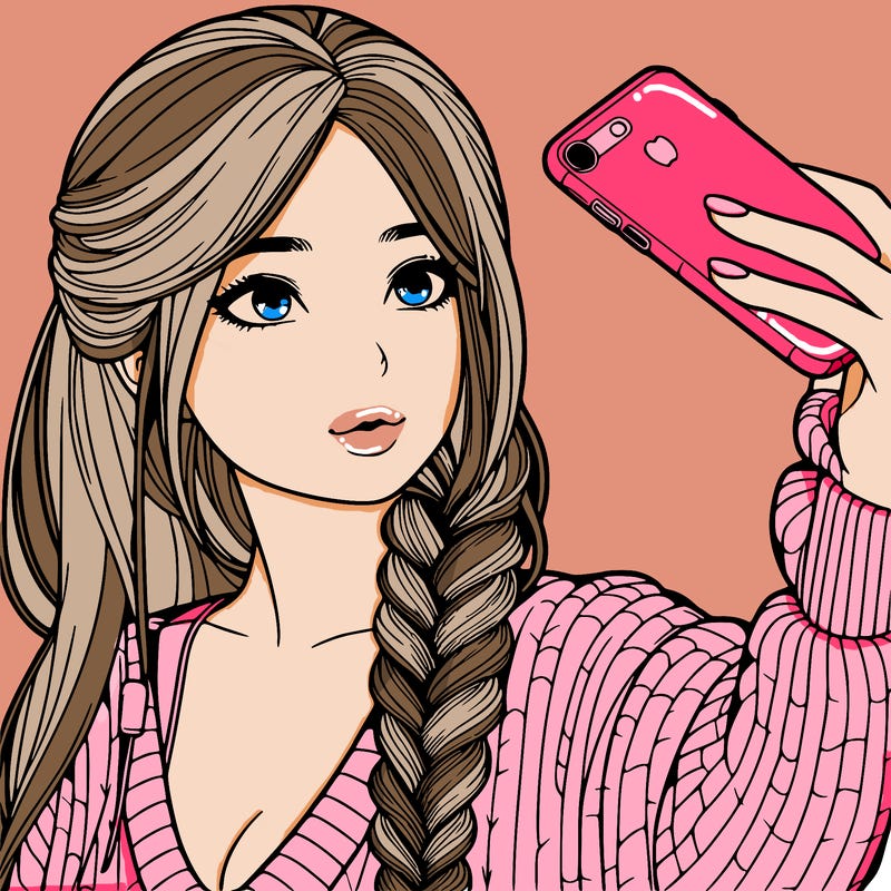realistic girl, taking a selfie