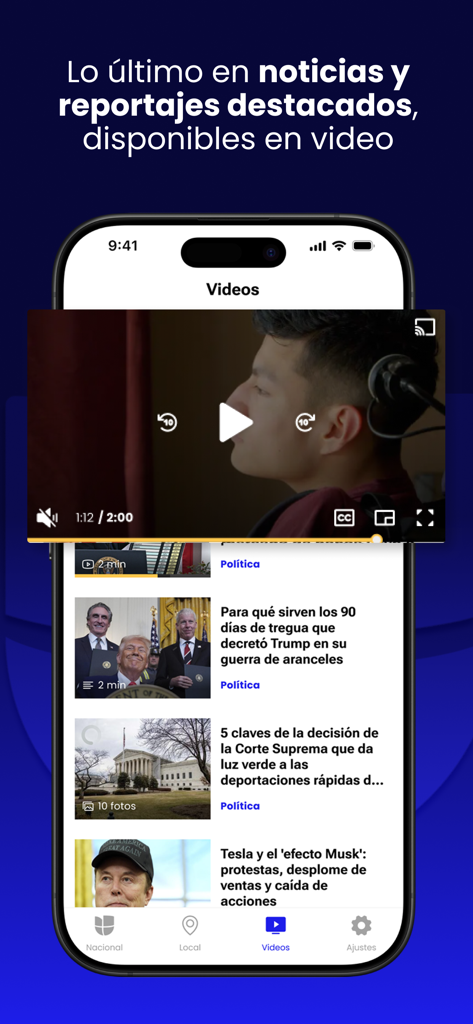 Univision Noticias - Univision Noticias 모바일 앱, 스페인어 동영상 보고서 및 뉴스 기사 표시