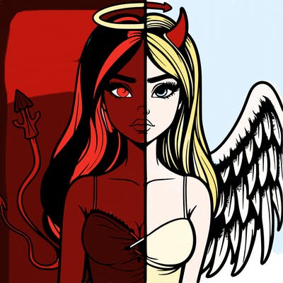 devil vs angel realistic girl