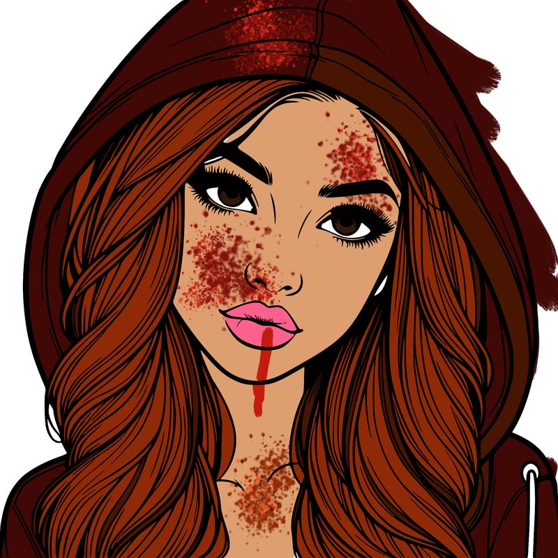 realistic beautiful girl with a hood on