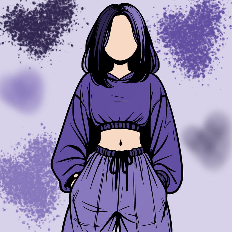 realistic girl faceless with baggy pants and a crop top