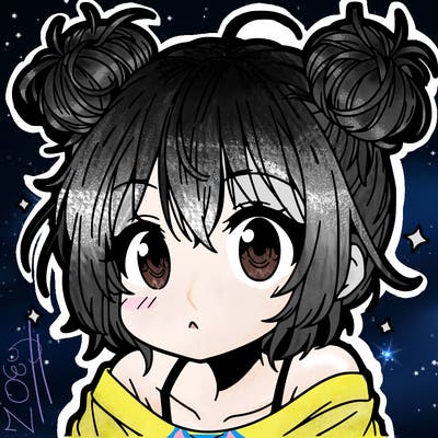 a manga girl with messy small buns