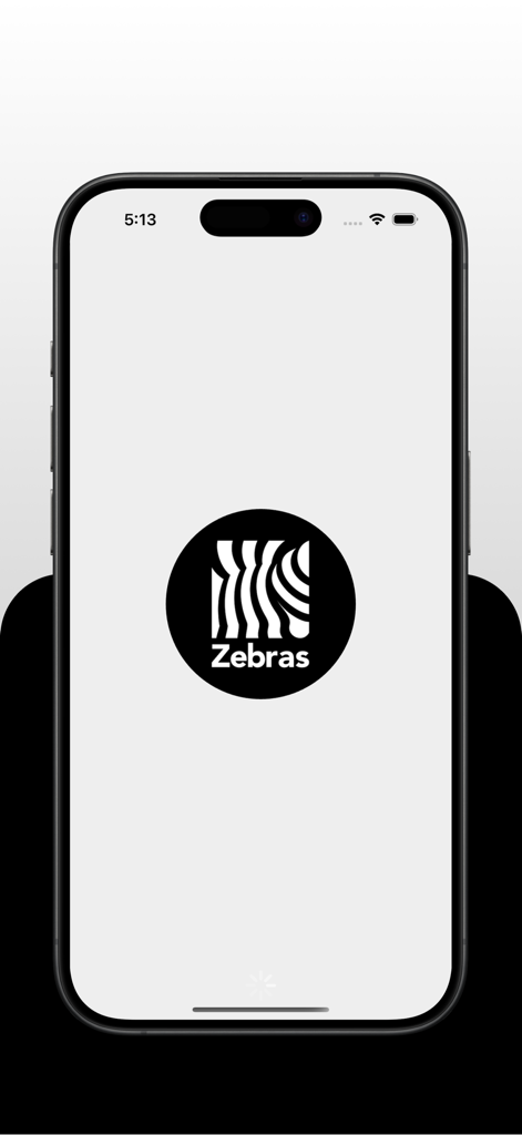 Zebras Groceries & Food - The splash screen of the Zebras delivery app featuring its circular zebra-striped logo on a mobile phone.