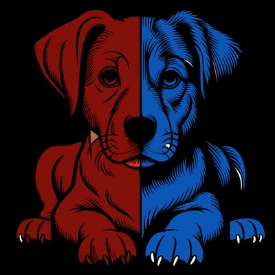 realistic dog split picture