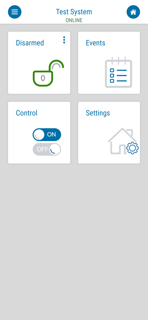 Protegus Smart Security - Protegus app dashboard showing security status, event history, automation control, and system settings.