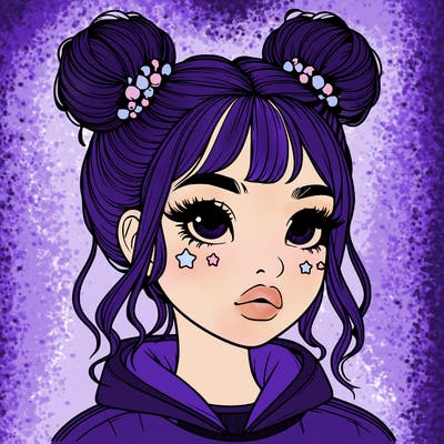 realistic girl with space buns