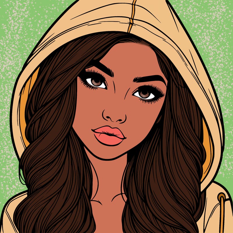 realistic beautiful girl with a hood on