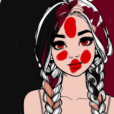 realistic girl with braids