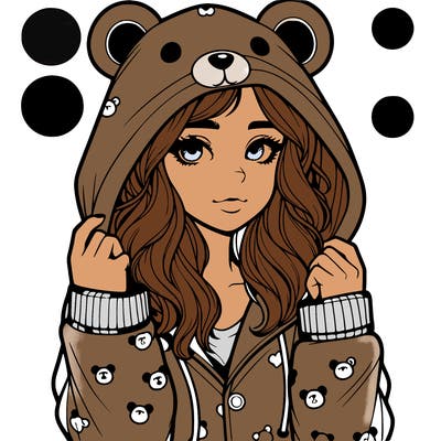 realistic girl in a animal pjs hoodie