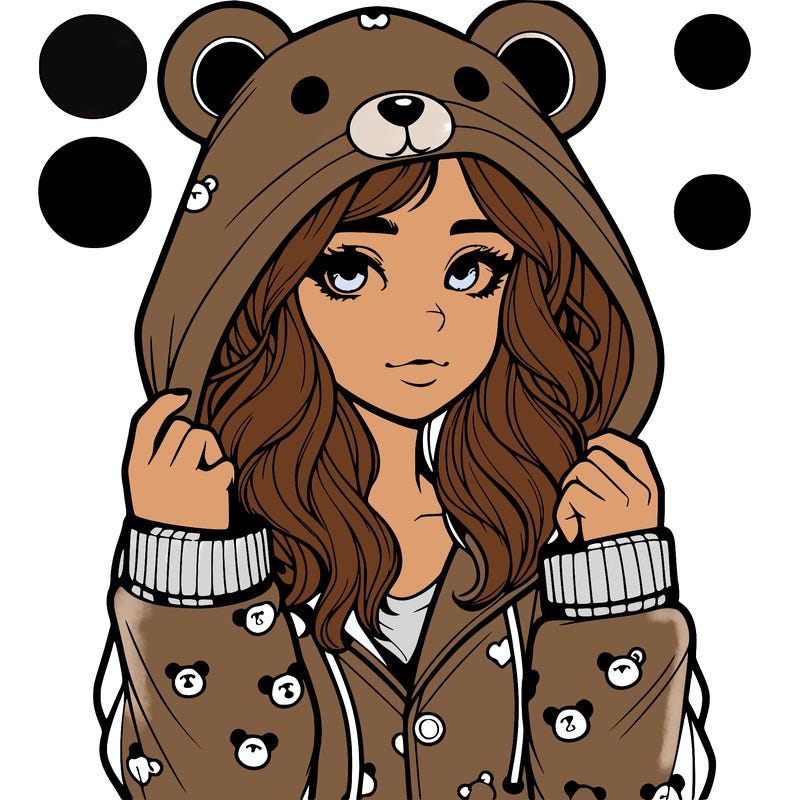 realistic girl in a animal pjs hoodie
