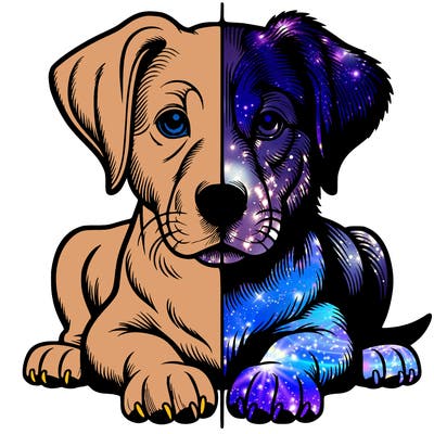 realistic dog split picture