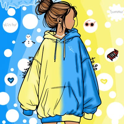 realistic girl with a oversized sweatshirt on and a bun