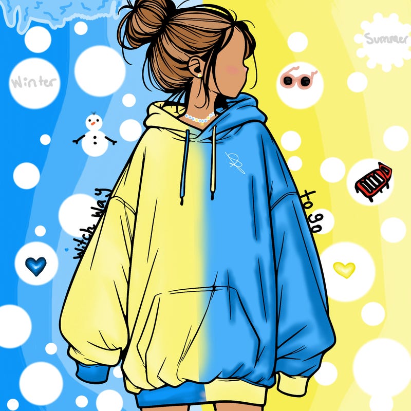 realistic girl with a oversized sweatshirt on and a bun