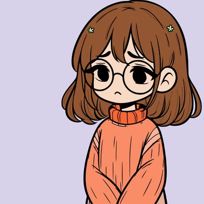 sad girl with glasses in a sweater