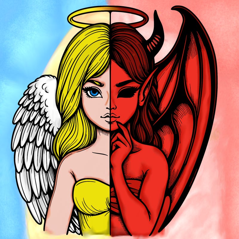 realistic angel half demon