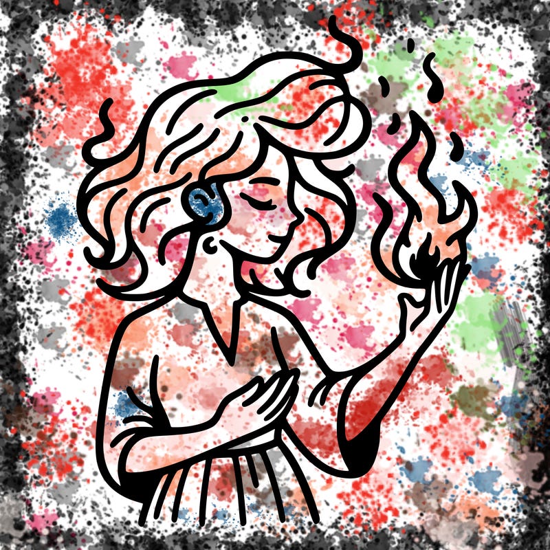 woman with fire