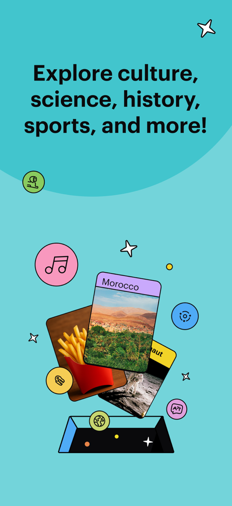 Spark: Puzzles for the Curious - Spark app screenshot showcasing educational puzzle themes like history science and culture