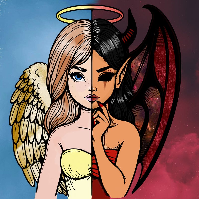 realistic angel half demon