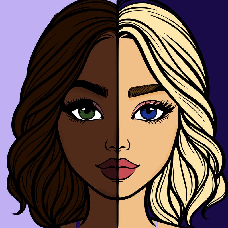 realistic girl split half