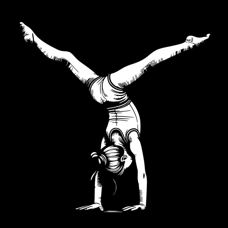 realistic gymnastic hand stand girl in four splits