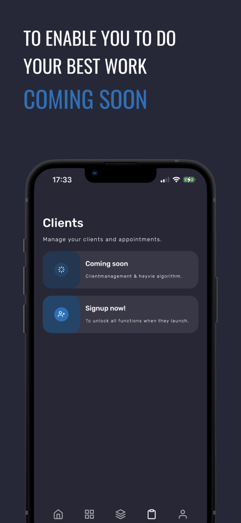 neurally -brain based training - Smartphone screen showing the upcoming client management and appointment scheduling dashboard in the Neurally app