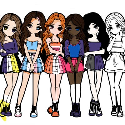 a group of girls realistic